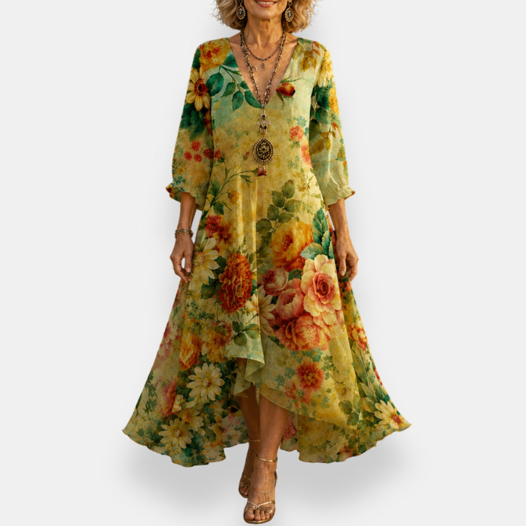 Emila - Robe Fluide à Motifs Floraux Et Col En V