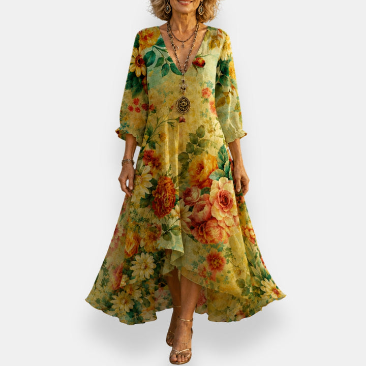 Emila - Robe Fluide à Motifs Floraux Et Col En V