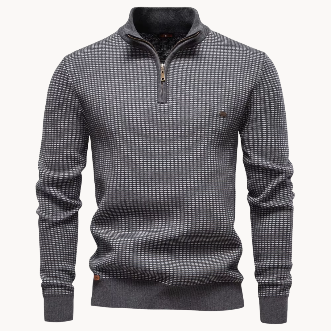 Limman - Pull en Maille Jacquard À Demi-Zip