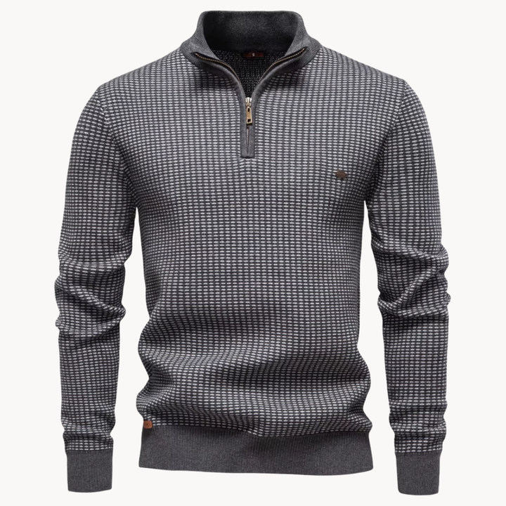 Limman - Pull en Maille Jacquard À Demi-Zip