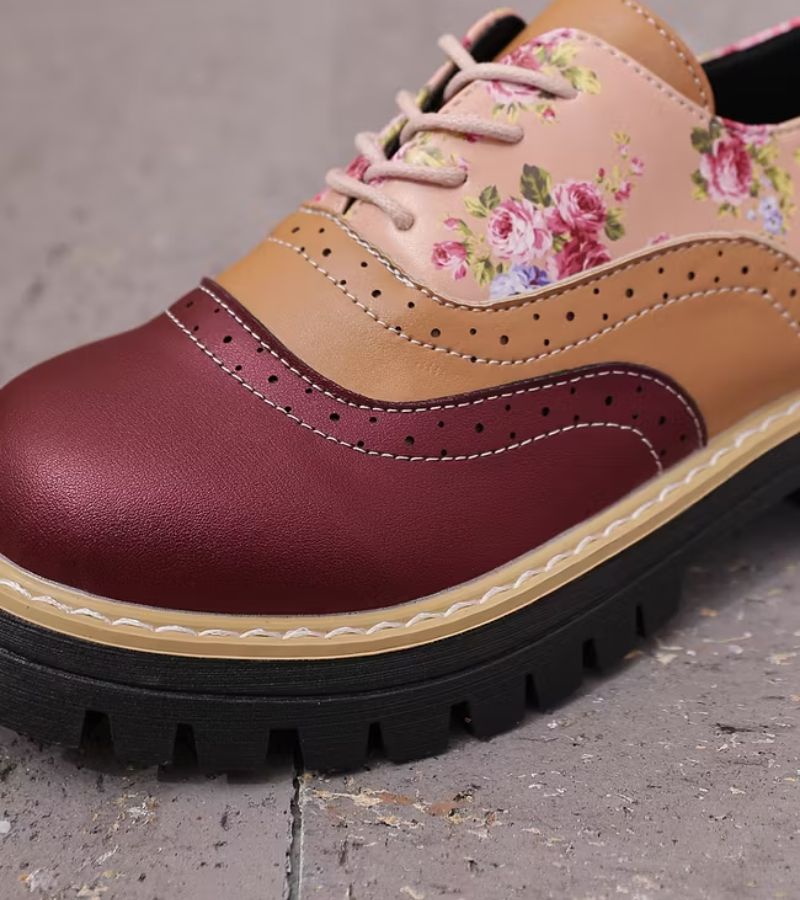 Kiela - Chaussures Oxford À Motif Floral Et Semelle À Crampons Épais