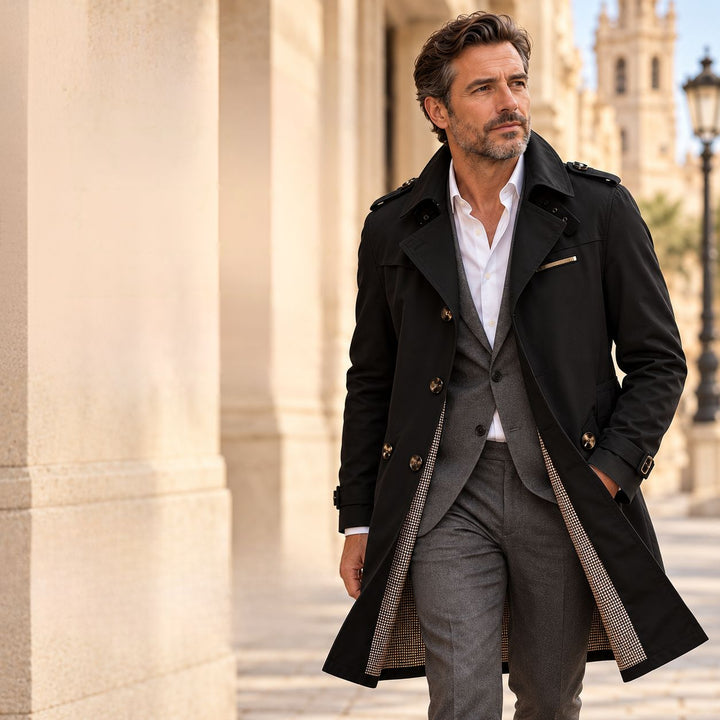 Alpaslan - Manteau à Col Cranté et Fermeture à Boutons