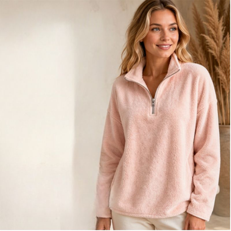 Akino - Pull en Polaire à Demi Zip et Col