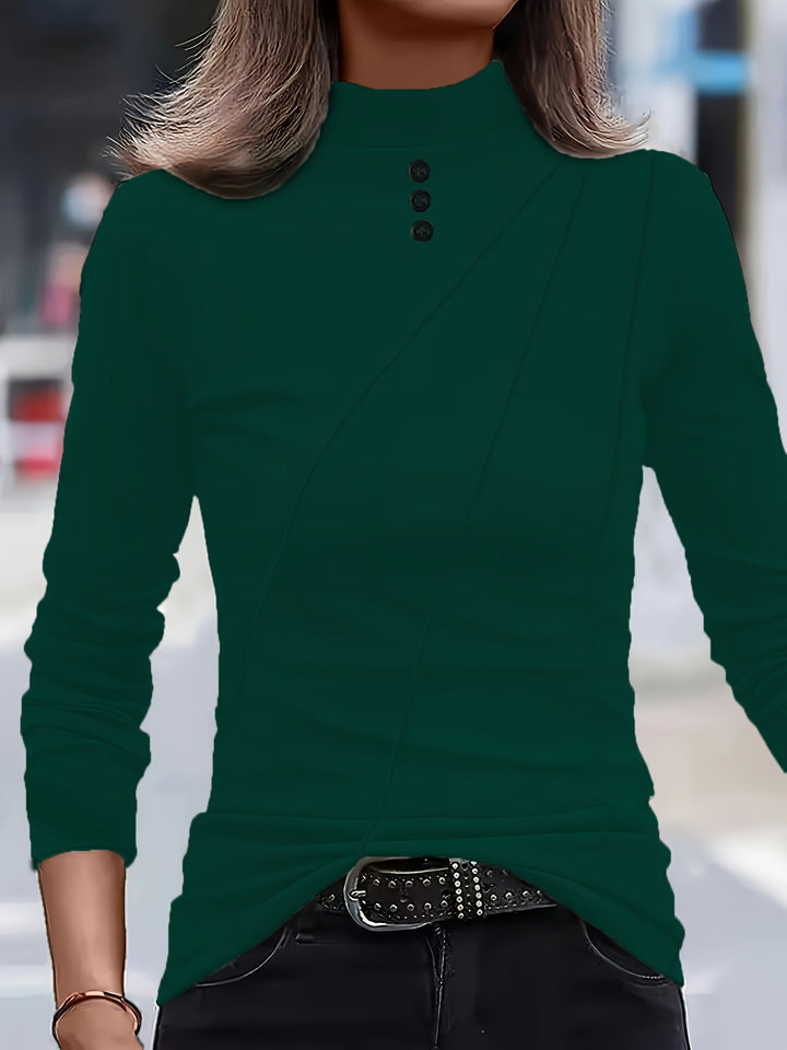 Aizhana - Chemise Élégante À Col Montant Et Manches Longues