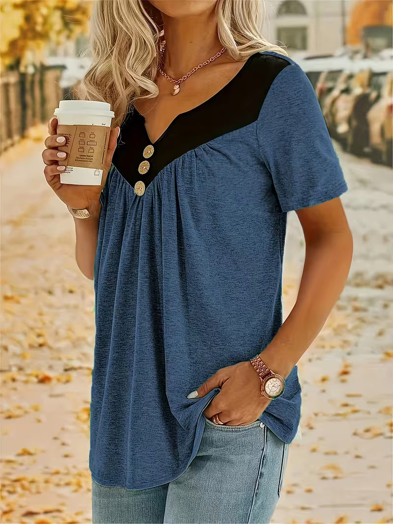 Kaielle - T-shirt À Manches Courtes Avec Bouton