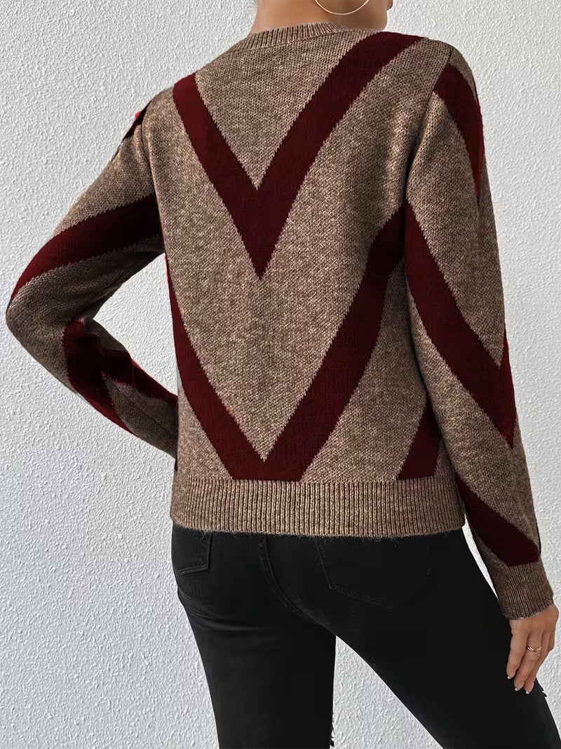 Minaza - Pull À Col Rond Et Motifs Géométriques