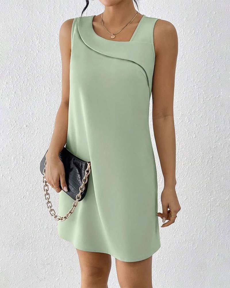 Ayna | Ayna - Robe sans Manches à col Asymétrique