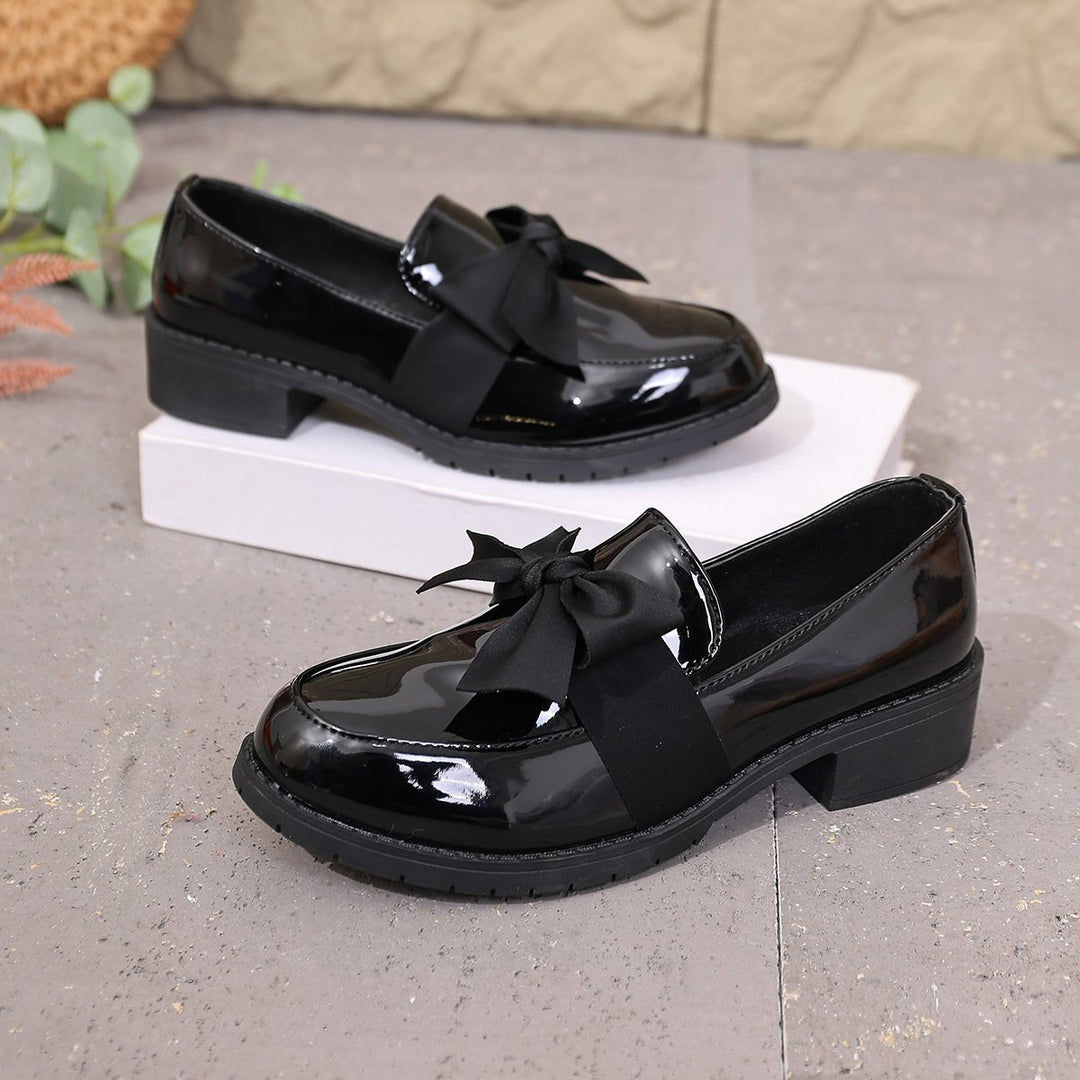 Ziena - Mocassins en Cuir Verni Ornés D'un Nœud