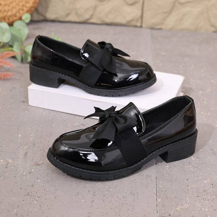 Ziena - Mocassins en Cuir Verni Ornés D'un Nœud