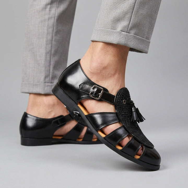 Andarson - Sandales en Cuir à Pompons et Bout Fermé