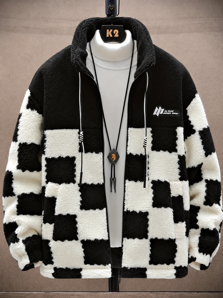 Melany - Veste Polaire à Capuche et Fermeture éclair Motif à Carreaux