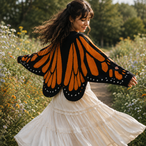 Zoliana - Monarch Butterfly Wing Knit Cardigan