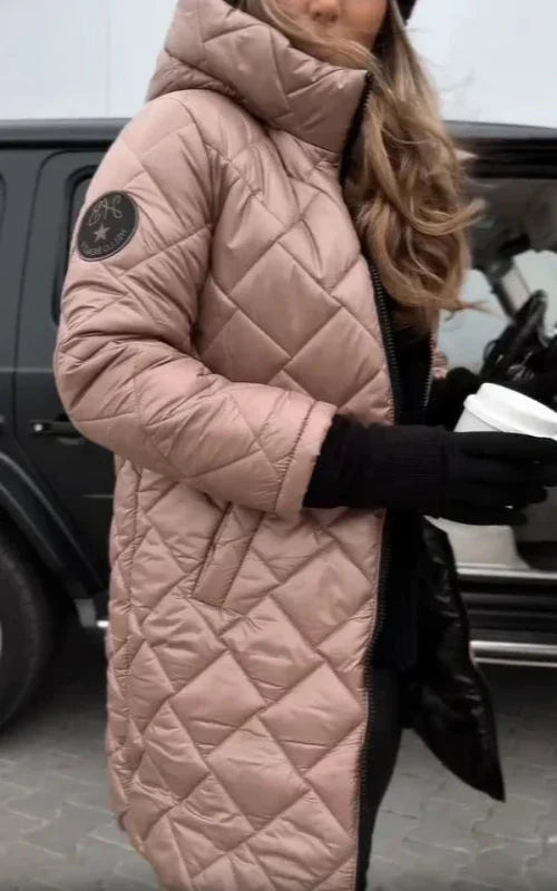 Yania - Manteau Long Matelassé Zippé À Capuche