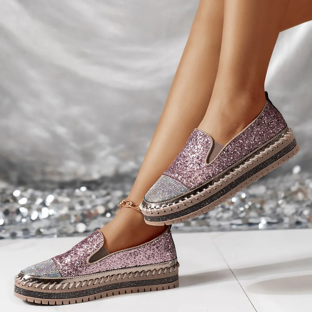 Lizka - Mocassins à Semelle Compensée Avec Paillettes et Strass