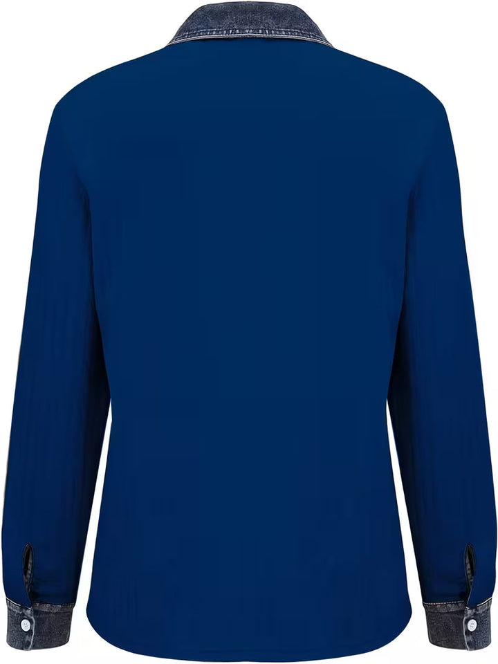 Eryna - Chemise à Manches Longues en Maille Torsadée Avec Col en Jean