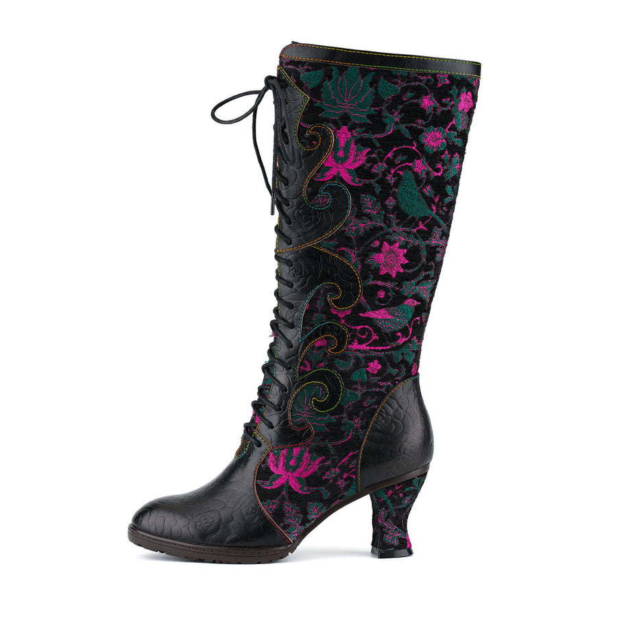Leasia - Botte Orthopédique en Cuir Avec Imprimé