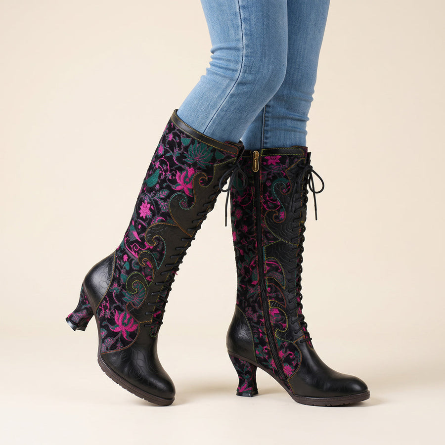 Leasia - Botte Orthopédique en Cuir Avec Imprimé