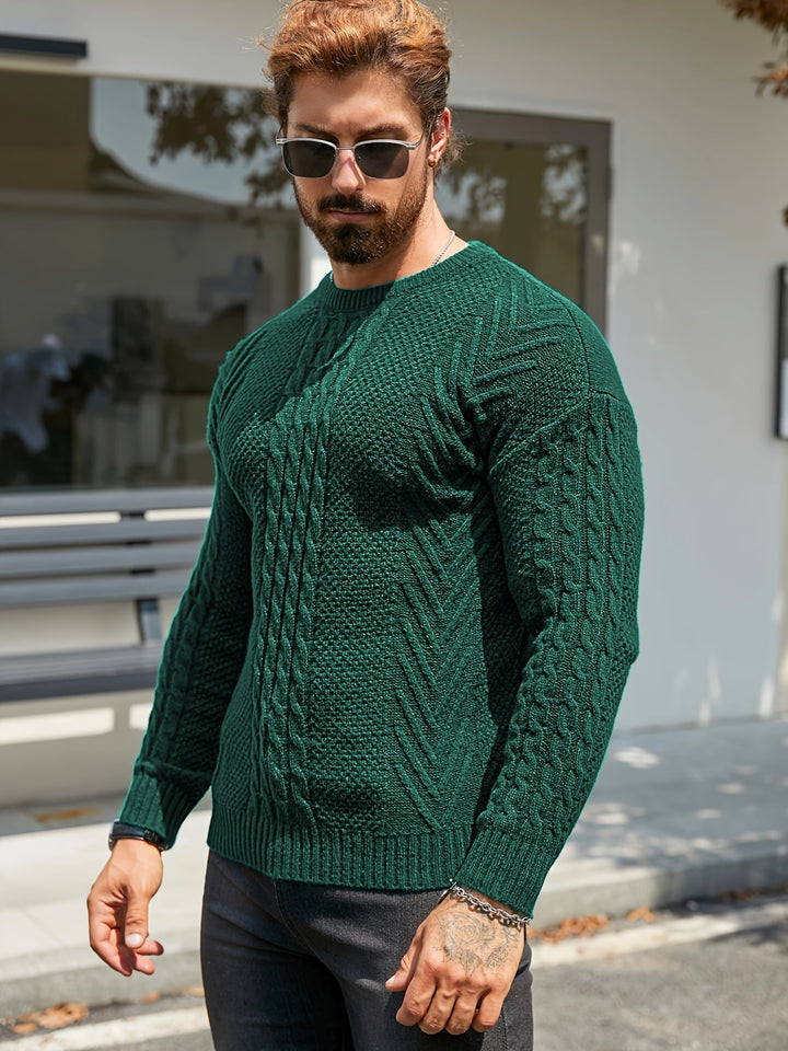 Eiduks - Pull Classique à col Rond et Motif Torsadé