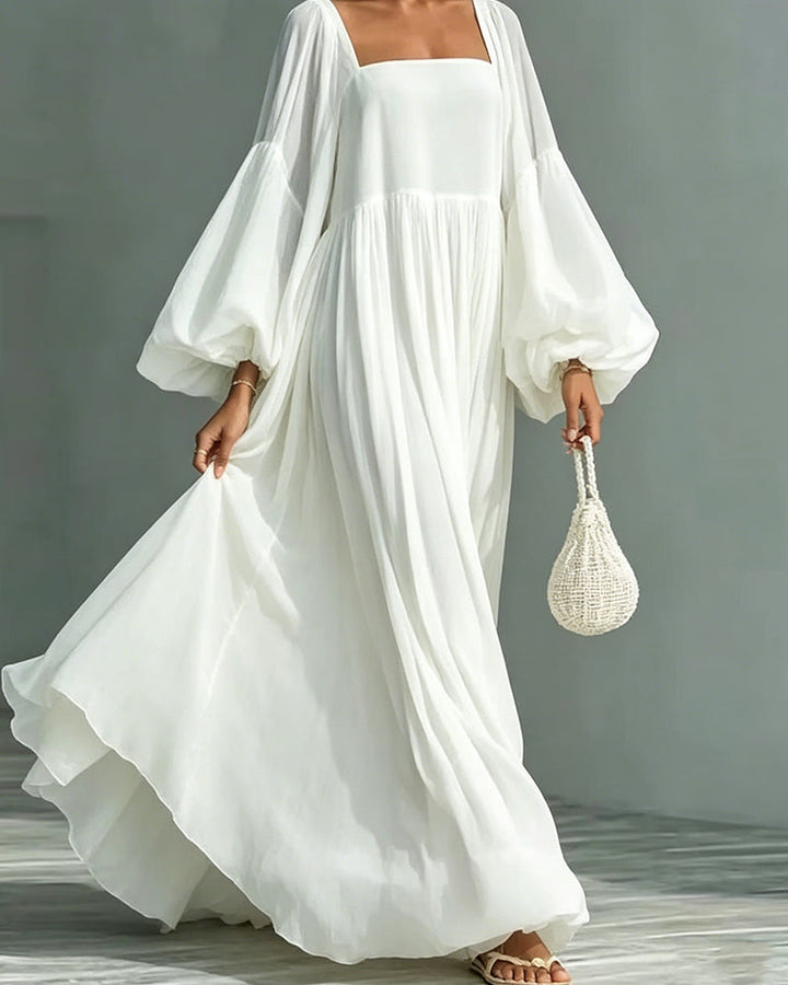 Nunila - Robe Longue « Fée» à Encolure Carrée
