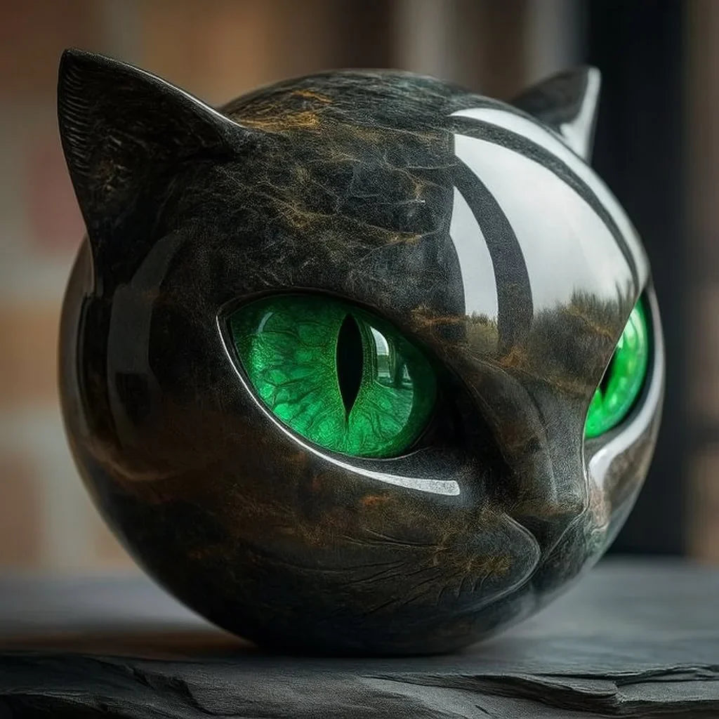 Nyxcharm - Sculpture Tête De Chat Noir Mystique