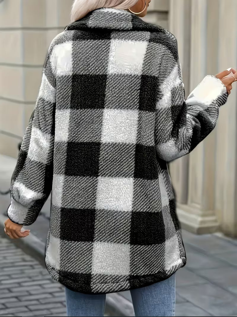 Zariana - Veste en Peluche À Carreaux « Transfrontalier»