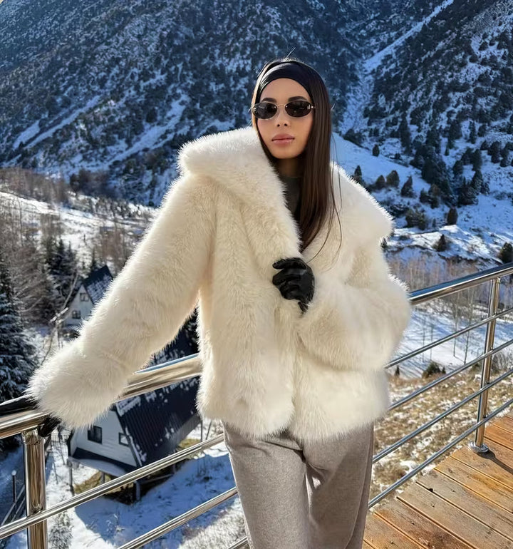 Zefina - Veste Oversize À Manches Longues en Fausse Fourrure