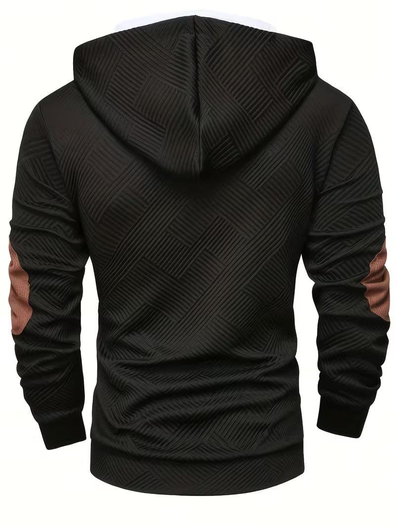 Alejandro - Textured Hooded Sweatshirt with Contrast Elbow Patches