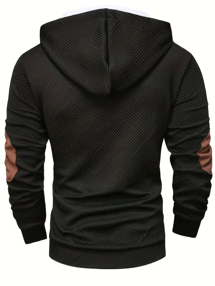 Alejandro - Textured Hooded Sweatshirt with Contrast Elbow Patches