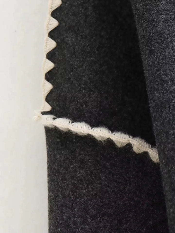 Synia - Manteau À Franges Brodé Avec Écharpe Assortie