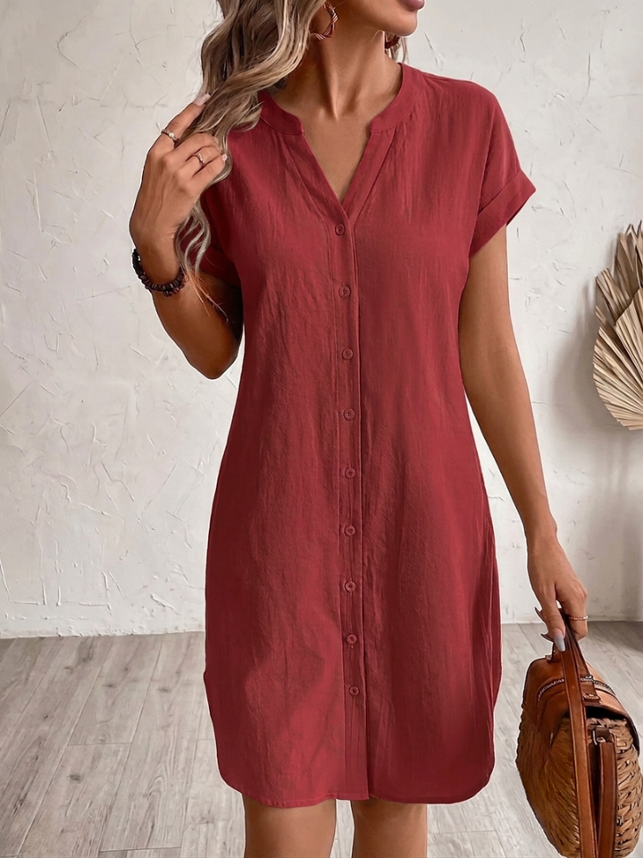 Khalela - Robe Chemisier Confortable en Lin