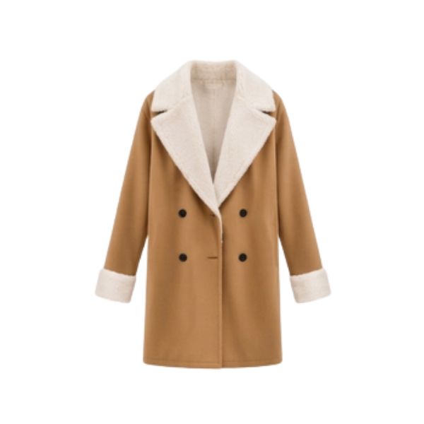 Lenkyna - Manteau Long Avec col et Poignets en Polaire