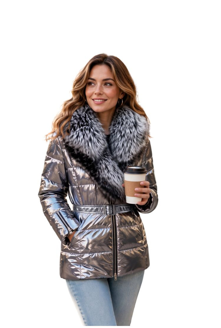 Perihan - Veste Matelassée Avec Col en Fausse Fourrure