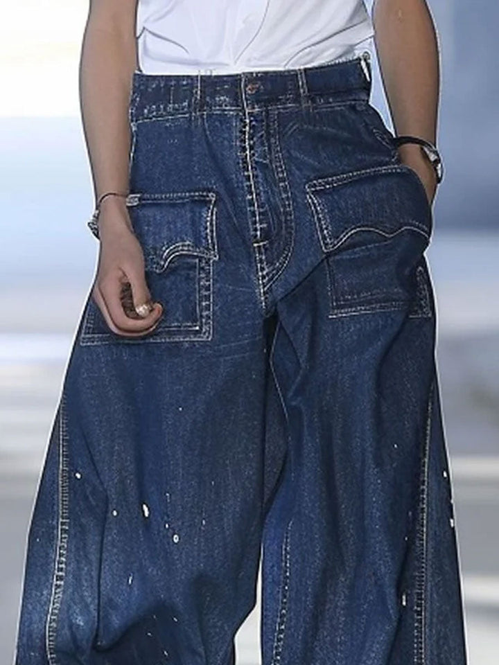 Azize - Jean en Denim Ample À Multiples Poches
