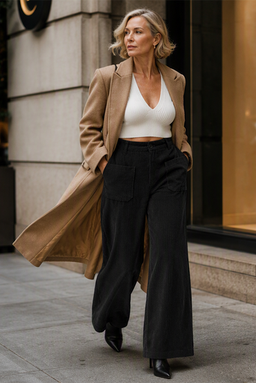 Jina - Pantalon À Jambes Larges Avec Poches Avant