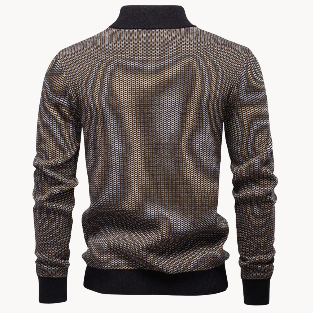 Limman - Pull en Maille Jacquard À Demi-Zip