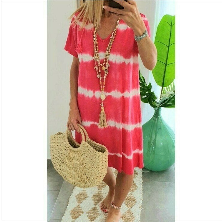 Karlaa - Robe Ample D'été À Rayures en Batik