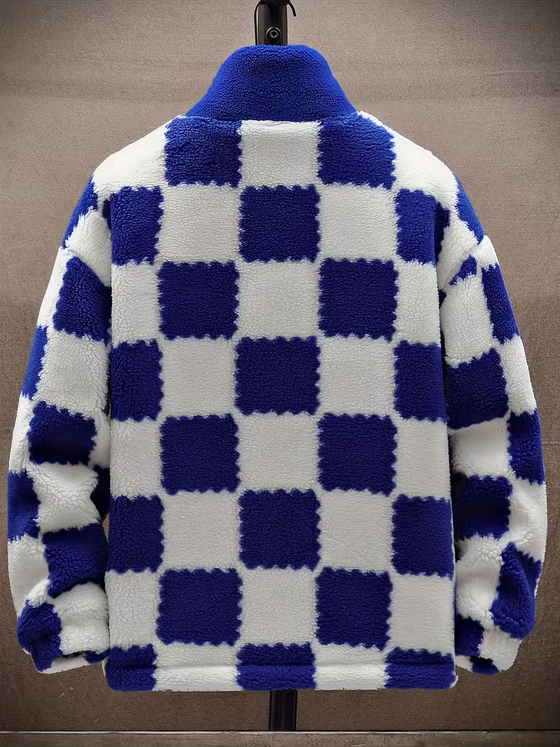 Melany - Veste Polaire à Capuche et Fermeture éclair Motif à Carreaux