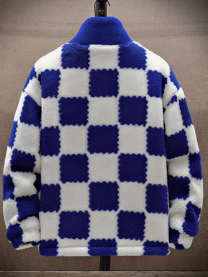 Melany - Veste Polaire à Capuche et Fermeture éclair Motif à Carreaux