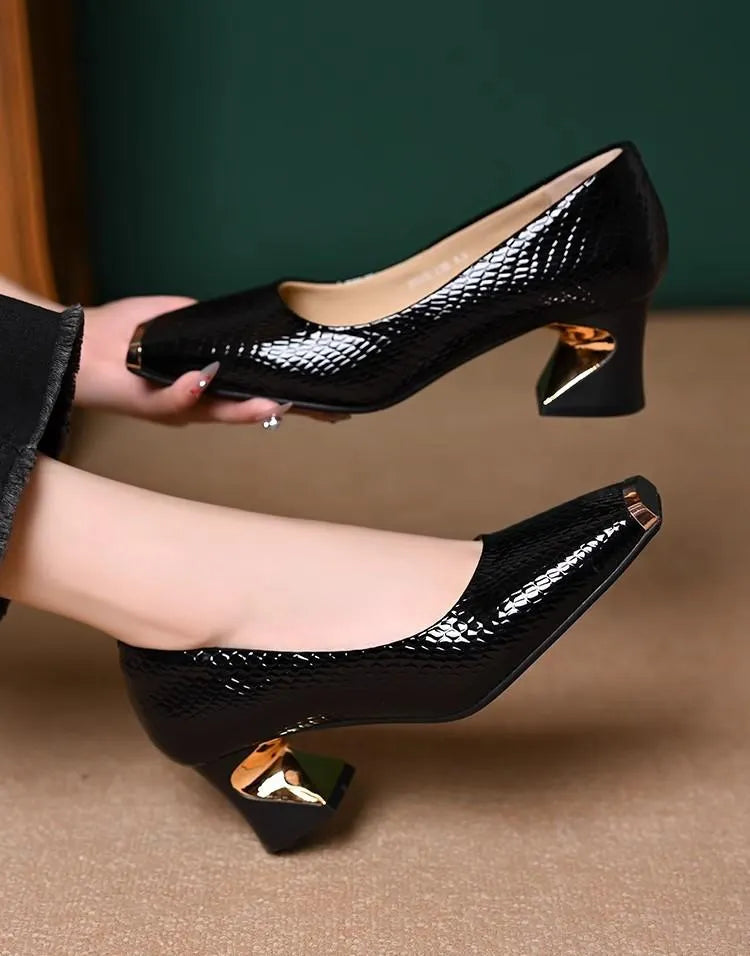 Merja - Escarpins À Talon Épais Et Motif Peau De Serpent
