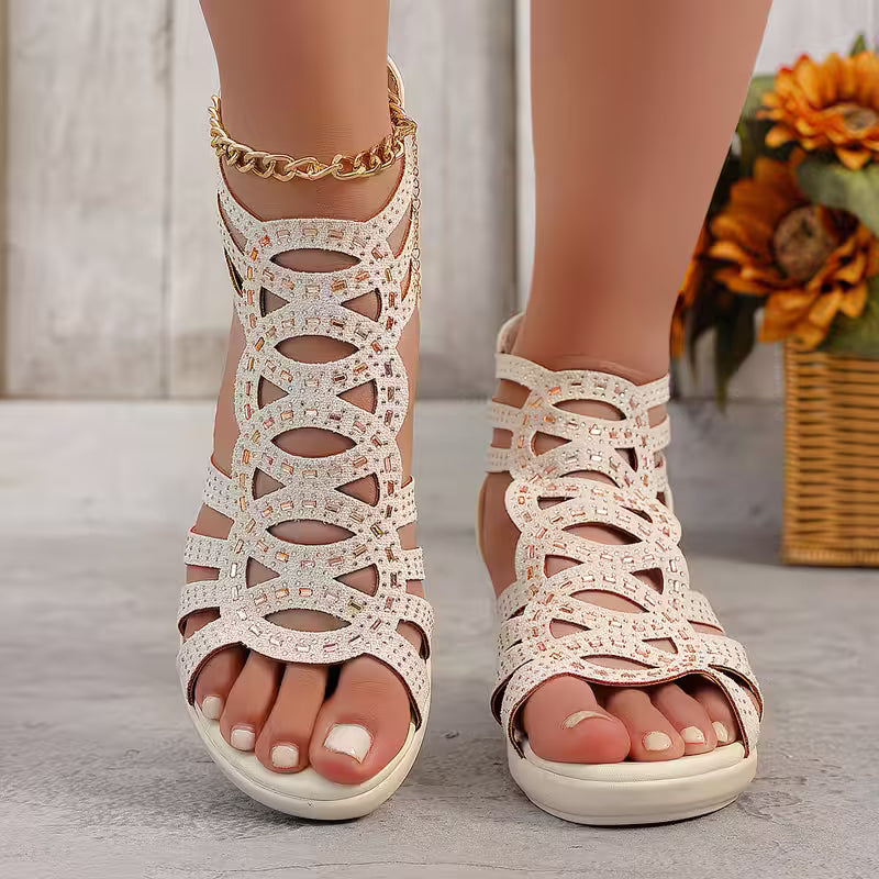 Umona – Sandales Élégantes À Talons Compensés Et Bout Ouvert