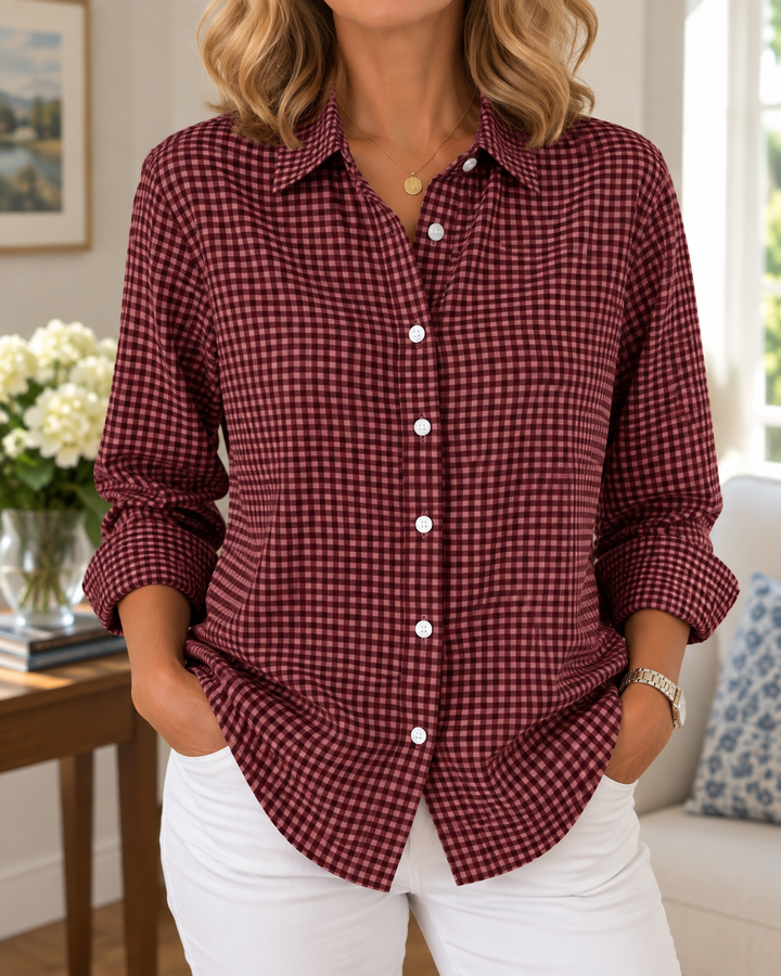Colien - Chemise à Manches Longues en Vichy Avec Boutons