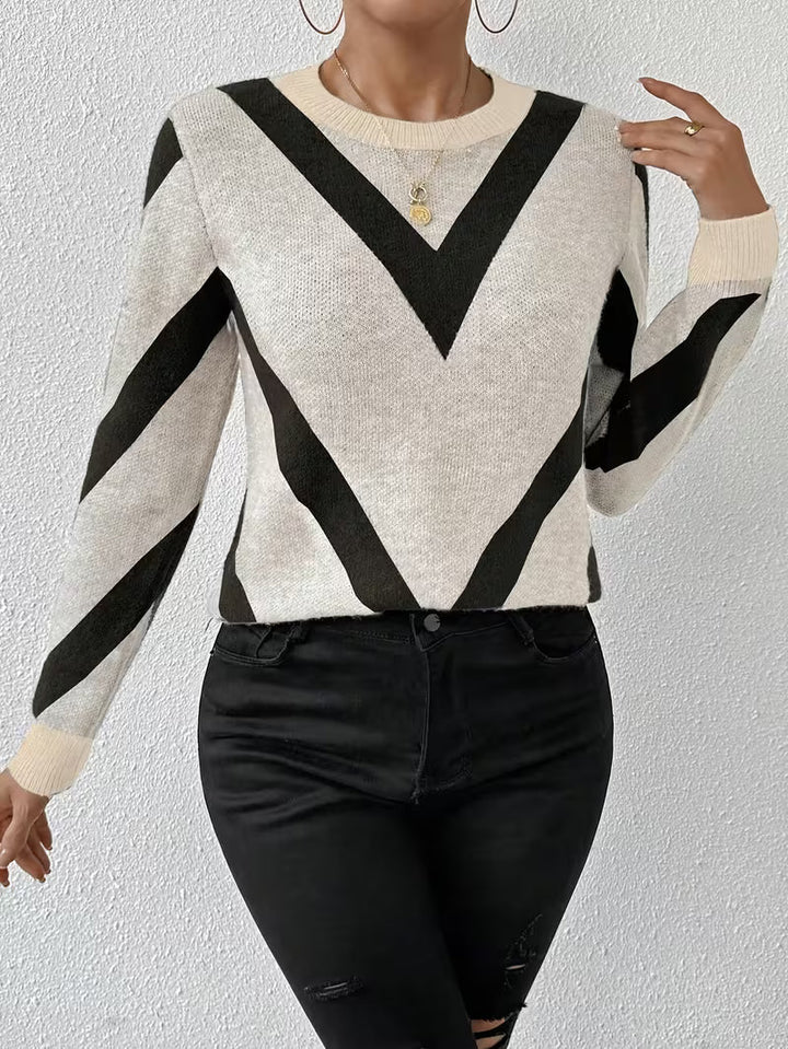 Minaza - Pull À Col Rond Et Motifs Géométriques