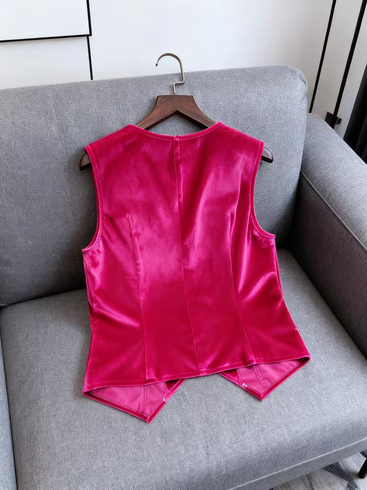 Silje - Gilet Sans Manches Vintage à Col en V