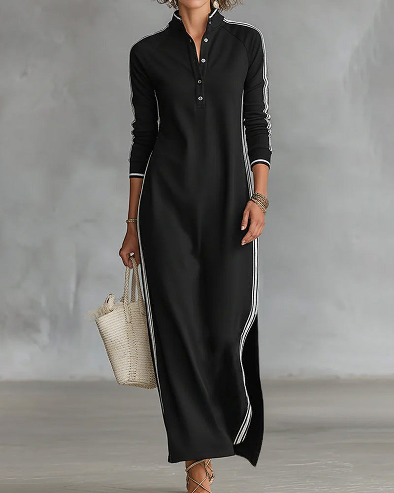 Sirilak - Robe À Col en V Avec Boutons Contrastés