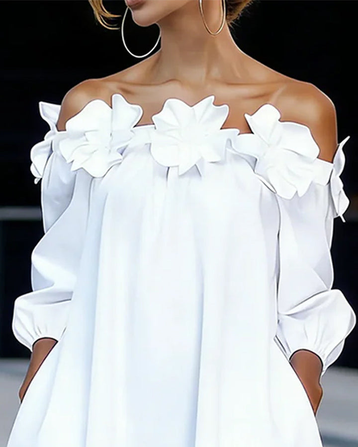 Loania - Robe À Épaules Dénudées Et Motifs Floraux