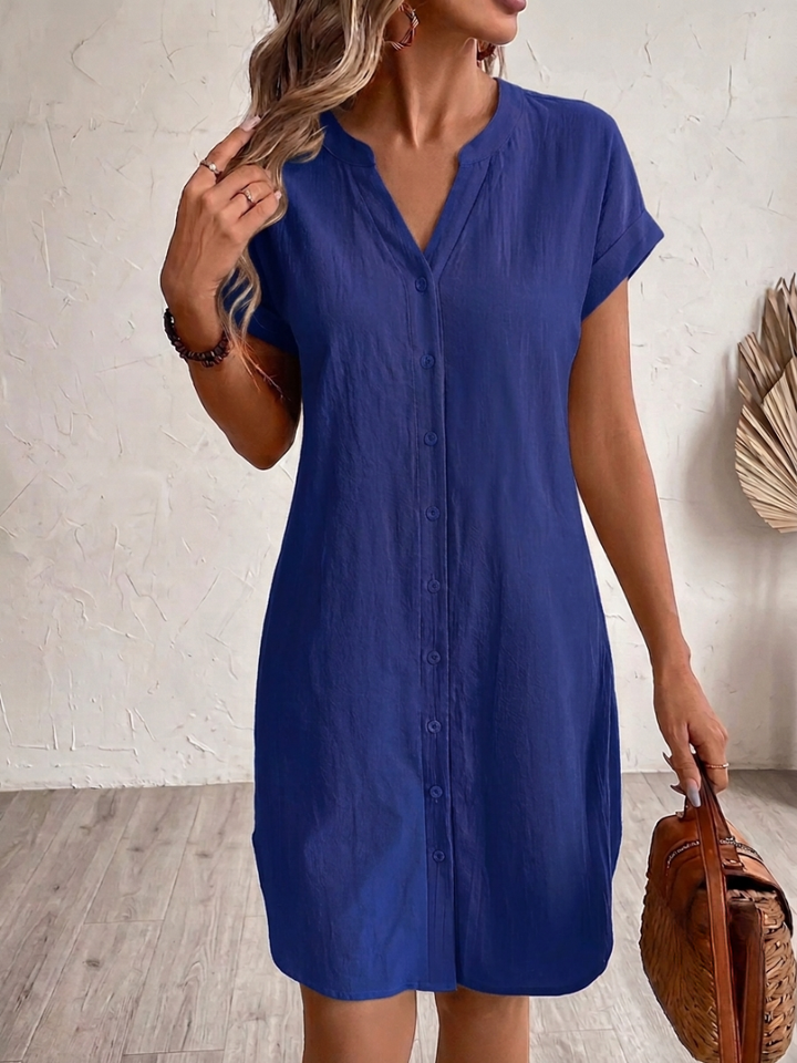 Khalela - Robe Chemisier Confortable en Lin