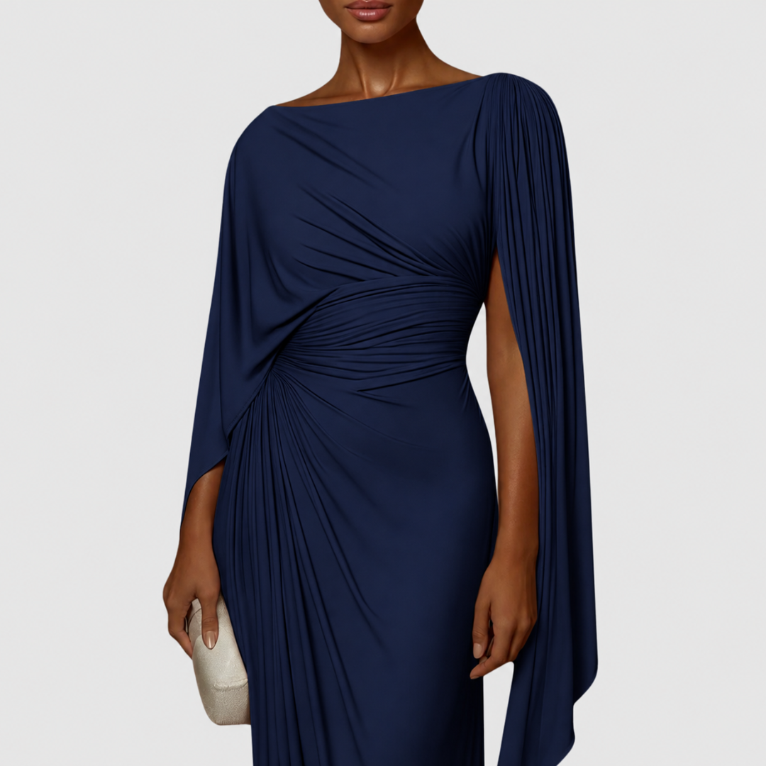 Mirona - Robe Longue Plissée Avec Cape
