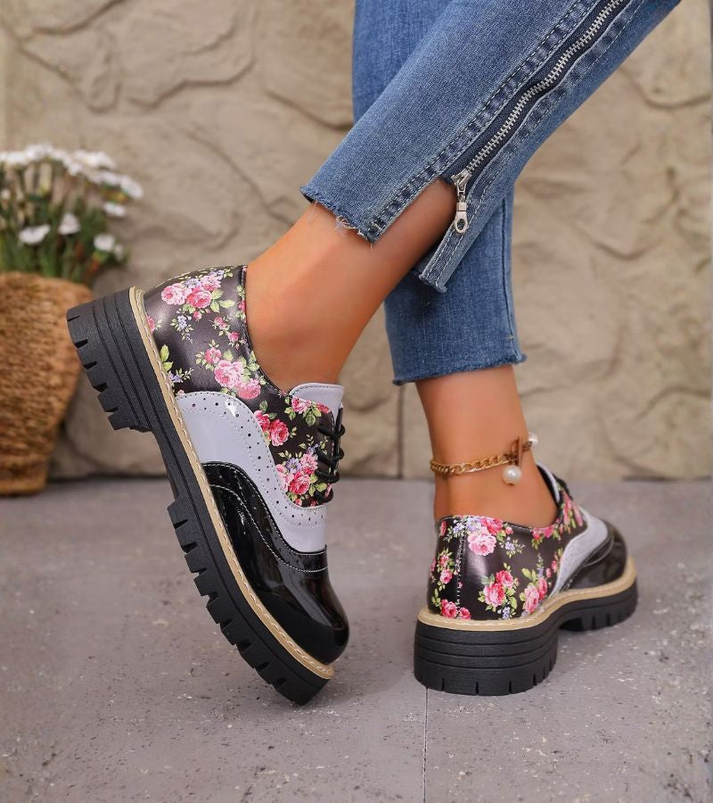 Kiela - Chaussures Oxford À Motif Floral Et Semelle À Crampons Épais