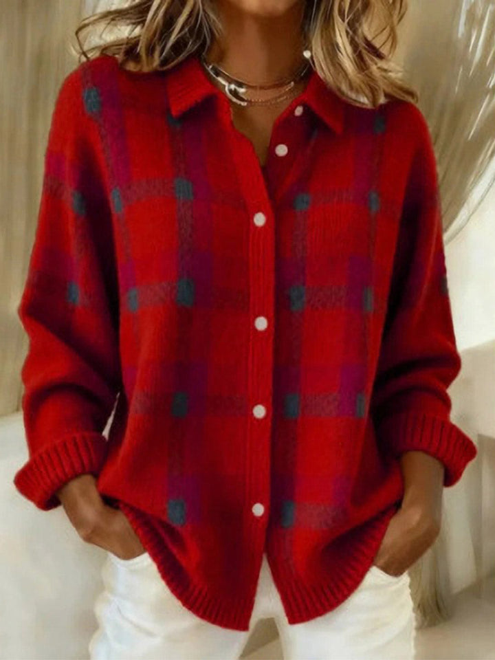 Ratri - Cardigan en Maille À Boutons À Motif Écossais