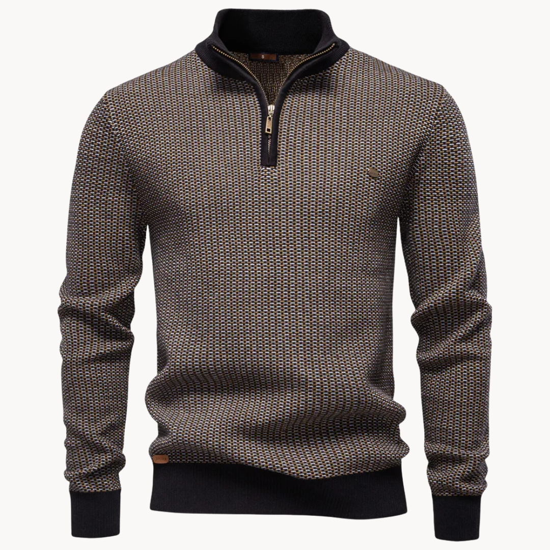 Limman - Pull en Maille Jacquard À Demi-Zip